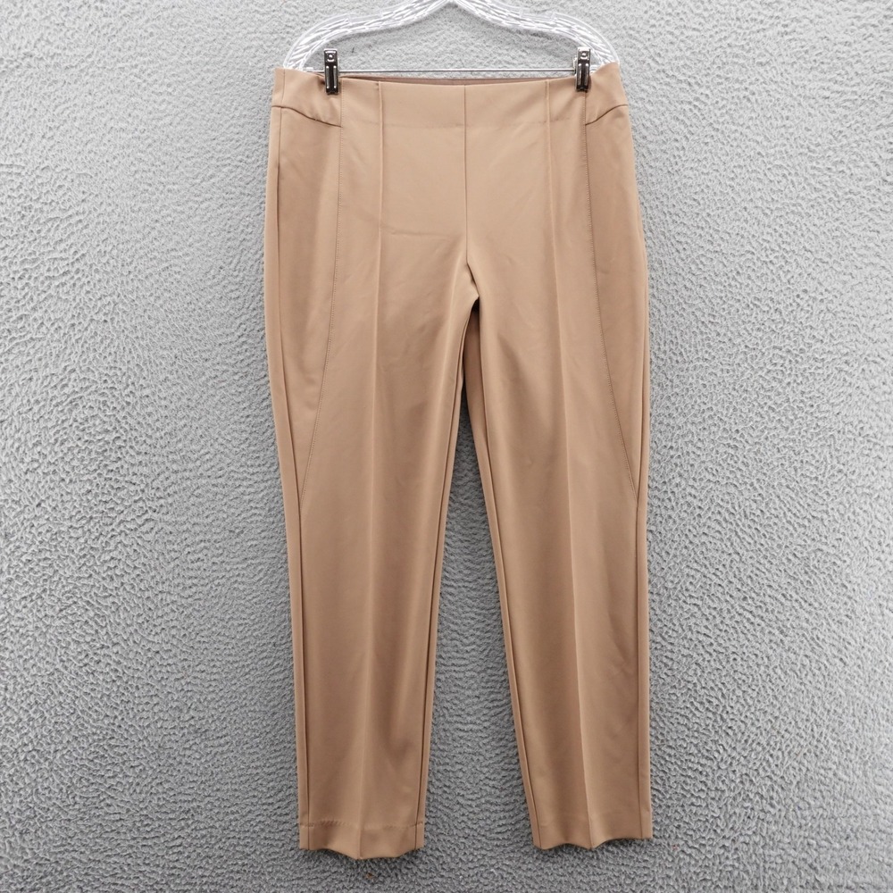 Lafayette 148 New York Tan Pintuck Slim Leg Side Zip Trousers Pants Womens‎ 12